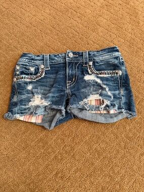 Vintage miss me shorts women’s 27 denim distressed embellished rhinestone micro